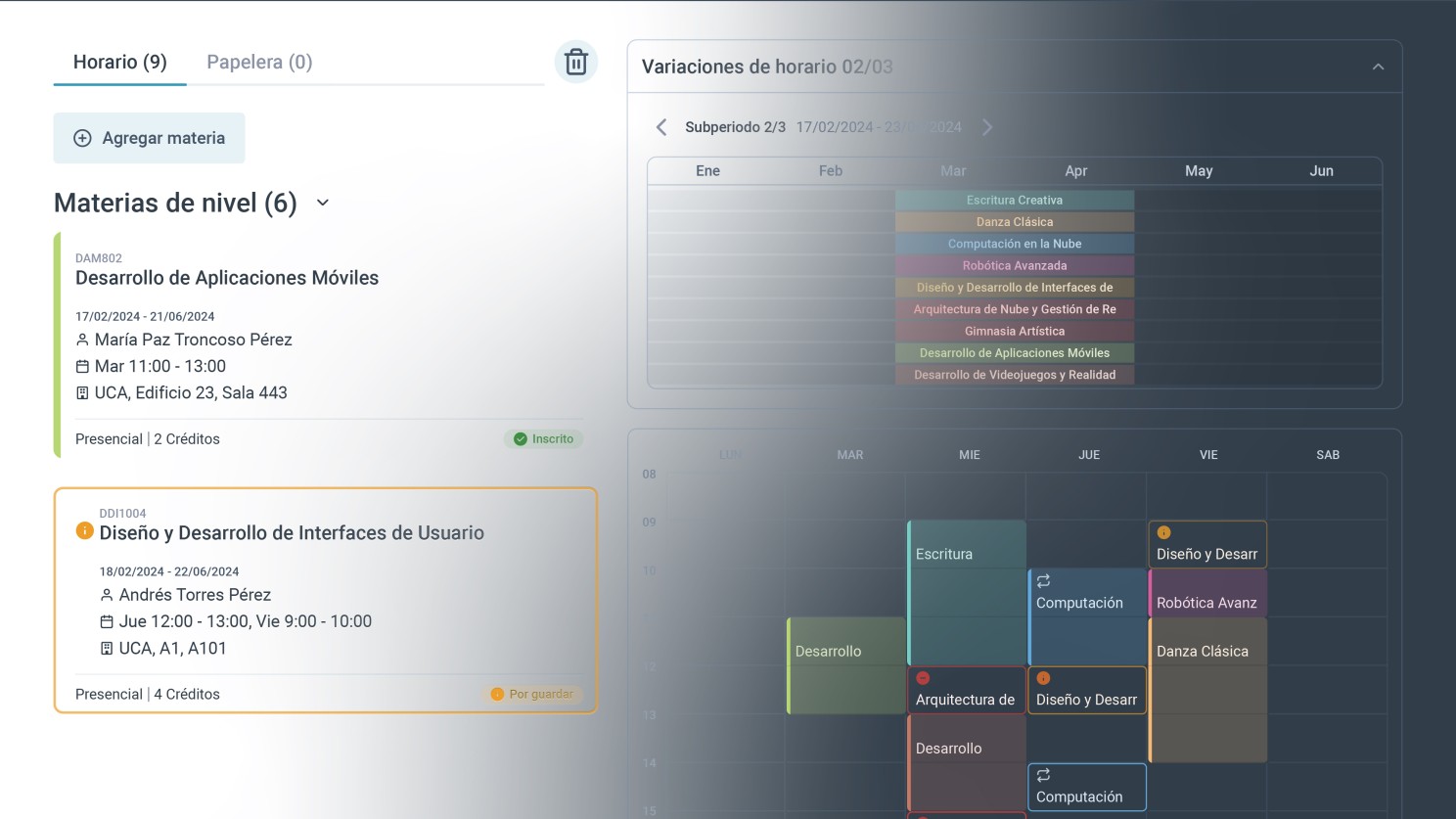 Propuesta de Horario