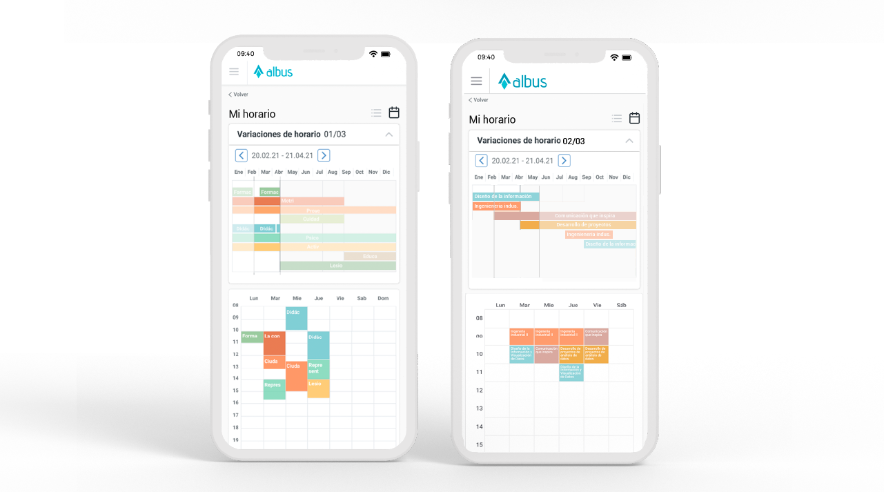 Albus - Propuesta de horarios